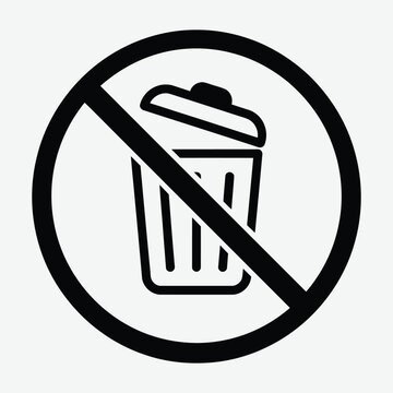 No trash or garbage allowed sign with a crossed out waste bin symbol