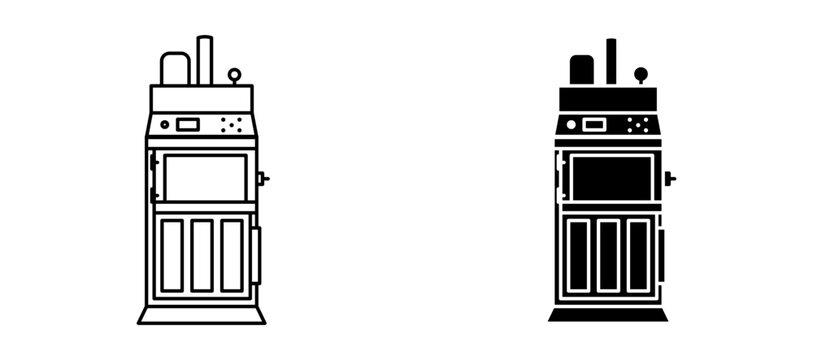 Trash compactor icon flat outline in black