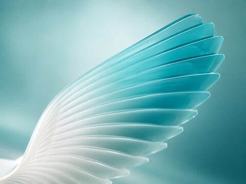 Abstract blue wing shape with gradient lighting and smooth curves elegant design