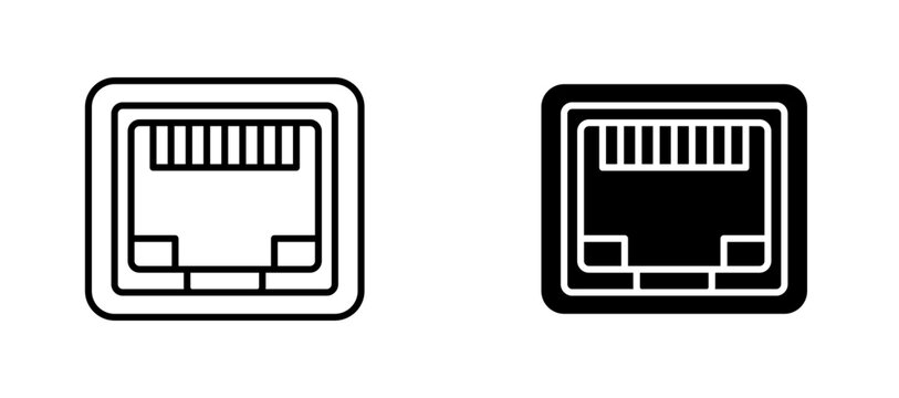 TCP icon flat outline in black