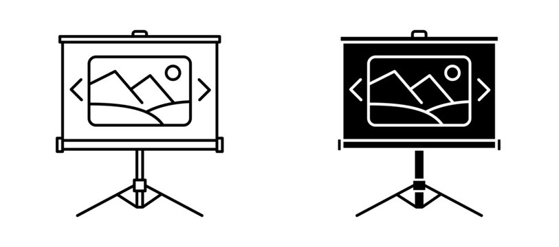 Slideshow icon flat outline in black
