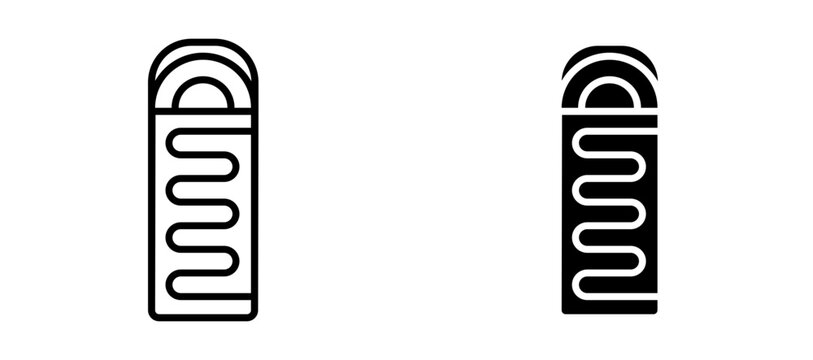 Sleeping bag icon flat outline in black