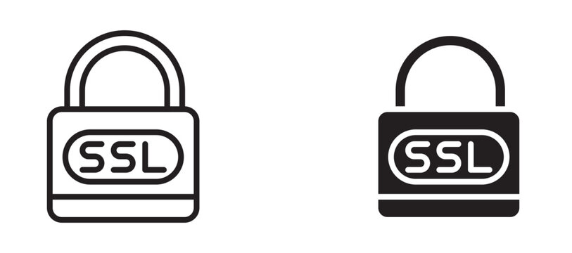 SSL icon flat outline in black