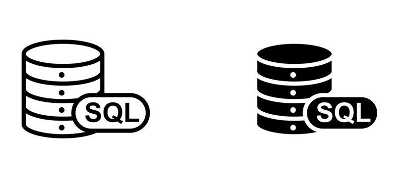 SQL icon flat outline in black