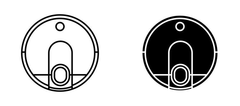 Robot vacuum cleaner icon flat outline in black