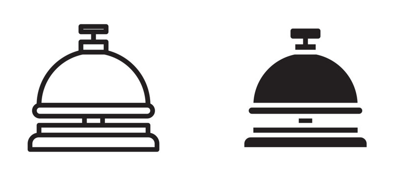 Reception bell icon flat outline in black