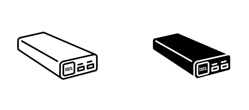 Power bank icon flat outline in black