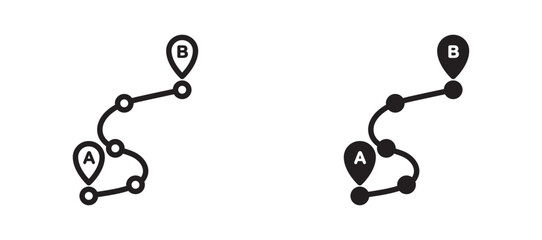 Path A to B icon flat outline in black © Vince