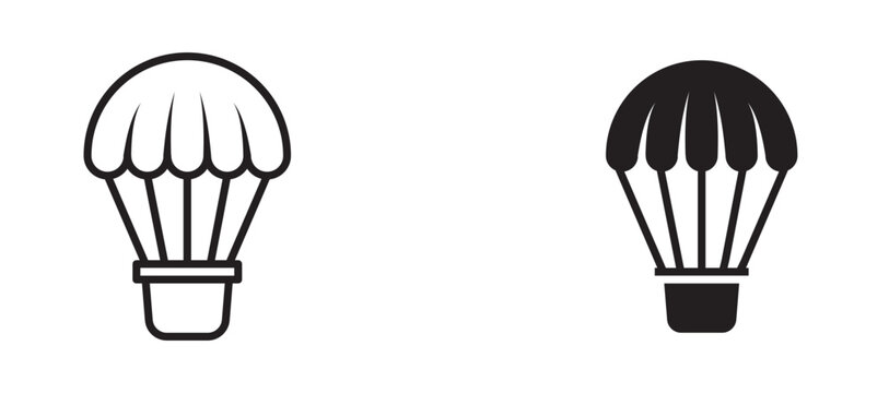 Parachute icon flat outline in black