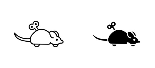 Fototapeta premium Mouse toy icon flat outline in black