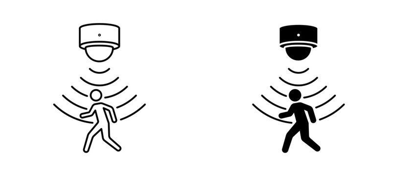 Motion sensor icon flat outline in black