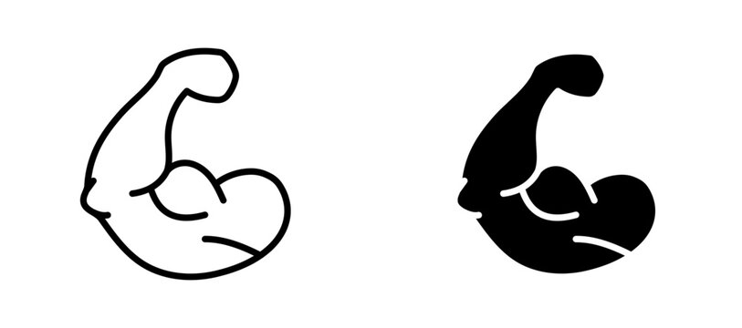 Muscle icon flat outline in black