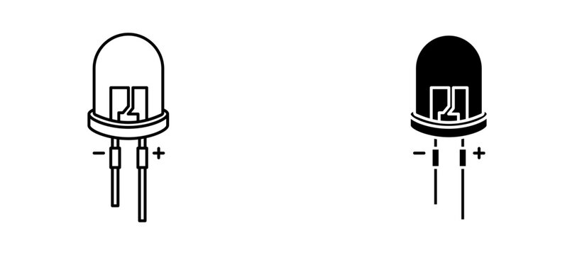 Light emitting diode icon flat outline in black