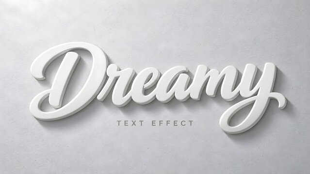 Minimalist White 3D Dreamy Text Effect Mockup on Textured Concrete Wall Background