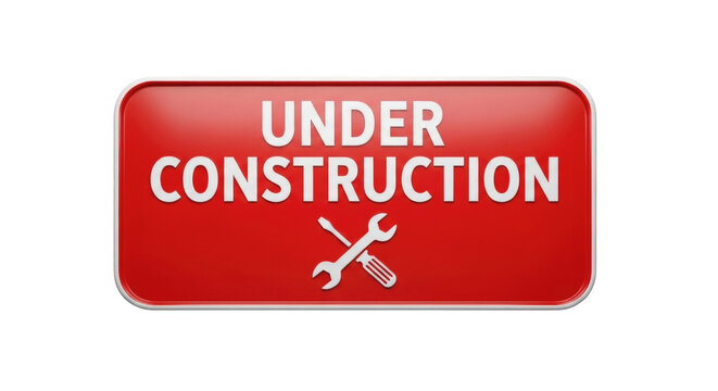 Red Under Construction Sign with Tools Icon Cutout PNG