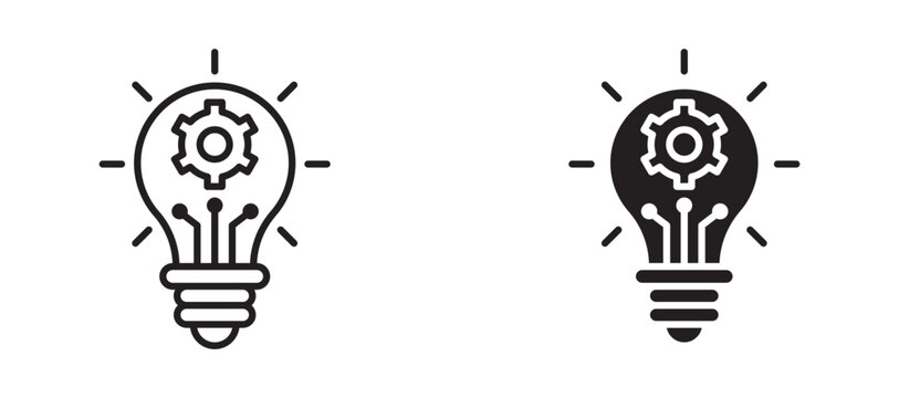 Innovation icon flat outline in black