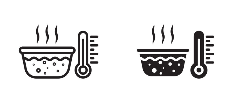 Hot Water icon flat outline in black