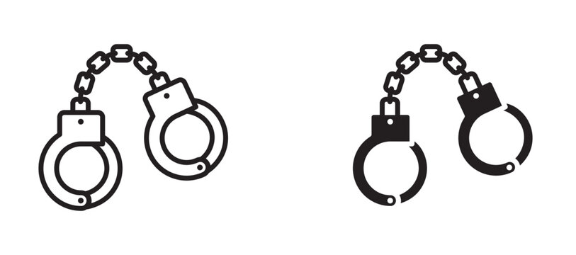 Handcuffs icon flat outline in black