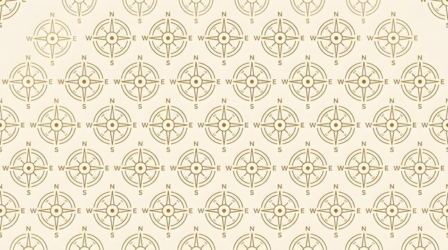 Cream and beige ornamental geometric pattern with circular compass motifs creating an elegant vintage background for wallpaper, textiles, and stationery