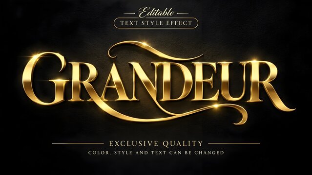 Grandeur Gold Text Effect and Editable 3D Luxury Metallic Font Style on Dark Background