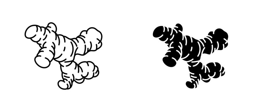Ginger icon flat outline in black