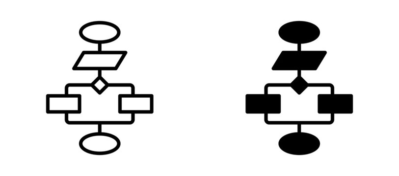 Flowchart icon flat outline in black
