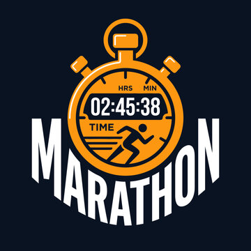 Marathon Running Time Stopwatch Graphic Design Celebration
