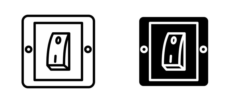 Electric switch icon flat outline in black