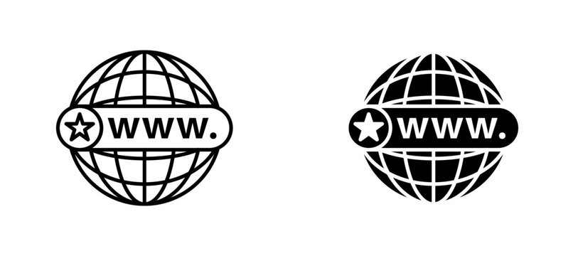 Domain icon flat outline in black