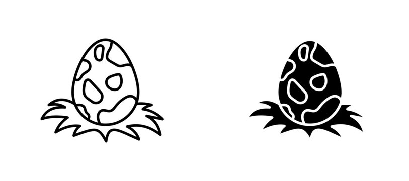 Dinosaur egg icon flat outline in black
