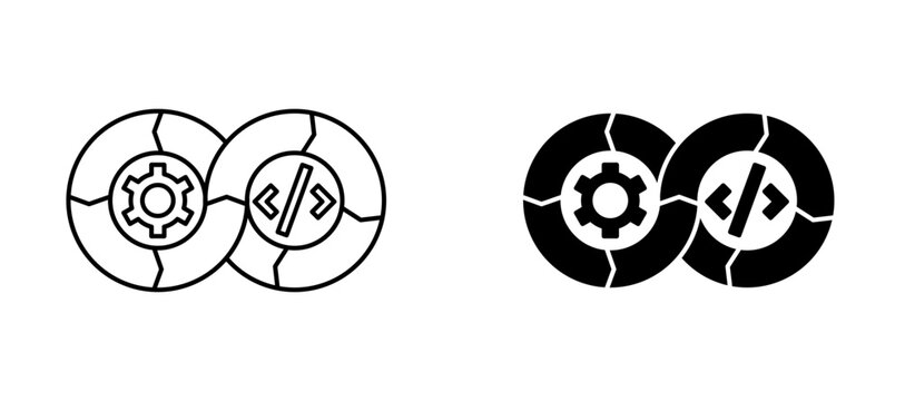 Dev ops icon flat outline in black