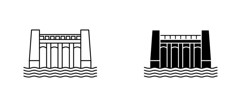 Dam icon flat outline in black