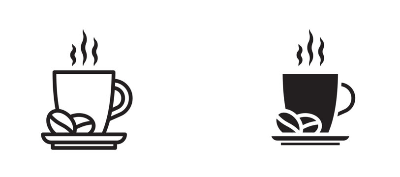 coffee cup icon flat outline in black