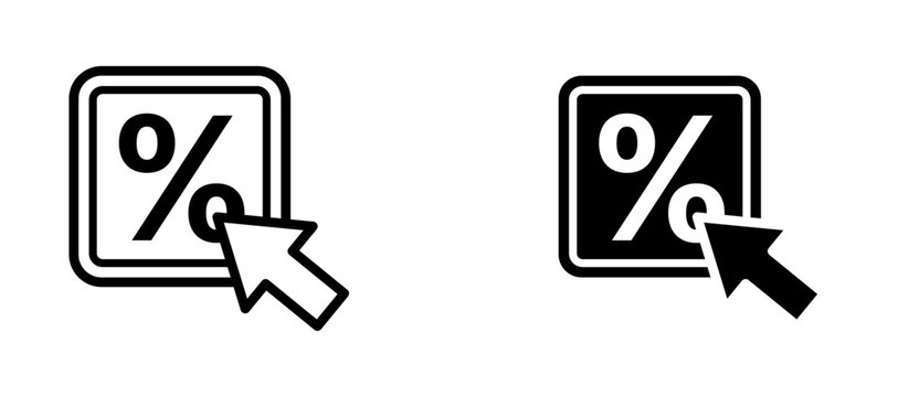Click through rate icon flat outline in black
