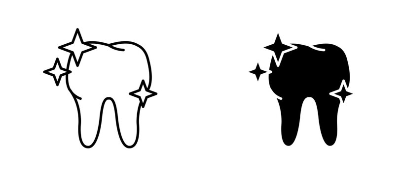 Clean teeth icon flat outline in black