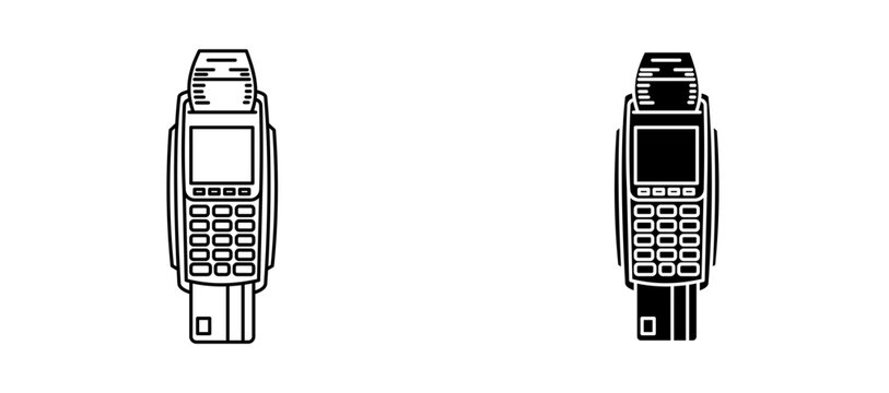Card machine icon flat outline in black