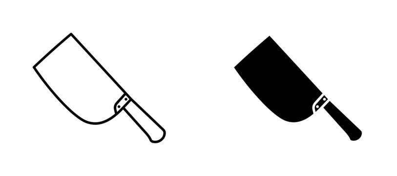 Butcher knife icon flat outline in black