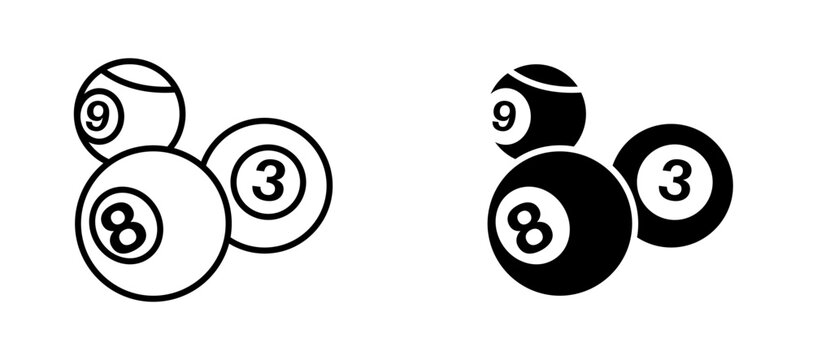 Billiard ball icon flat outline in black