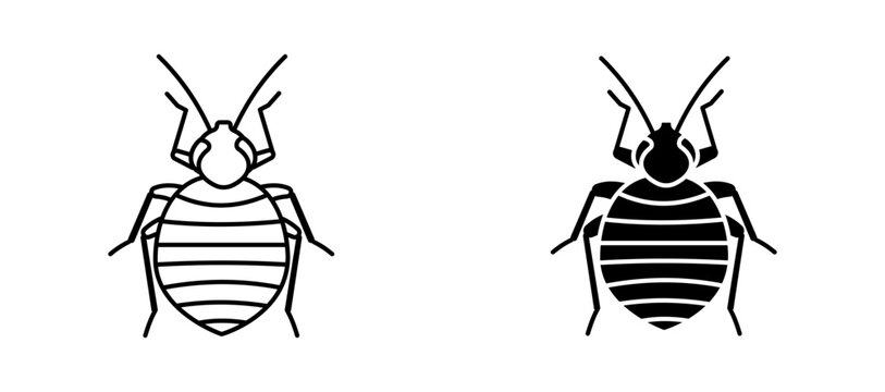 Bedbug icon flat outline in black