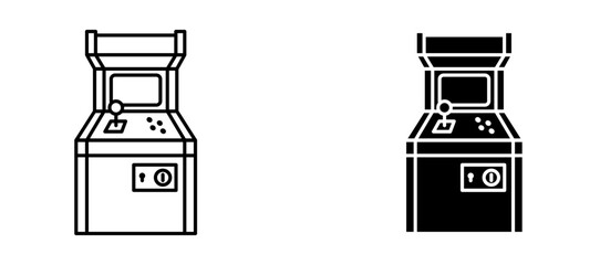 Obraz na płótnie Canvas Arcade game machine icon flat outline in black