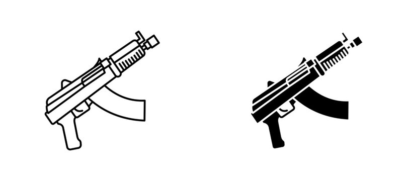 Automatic Gun icon flat outline in black
