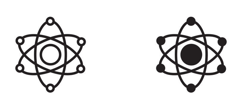 Atom icon flat outline in black