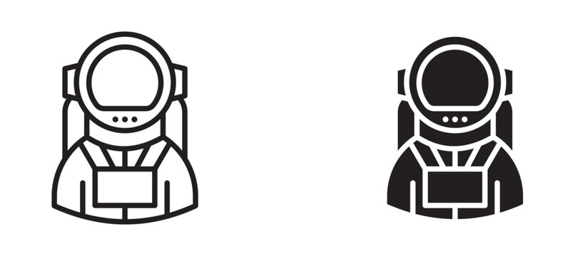 Astronaut icon flat outline in black