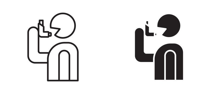 Asthma icon flat outline in black