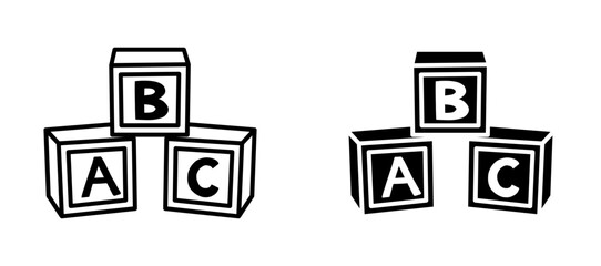 Abc icon flat outline in black © Vince