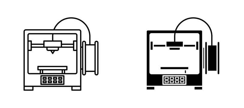 3D printer icon flat outline in black