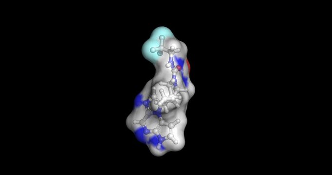 Upadacitinib, selective Janus kinase 1 (JAK1) inhibitor, drug for rheumatoid arthritis and atopic dermatitis, 3D molecule 4K spinning 