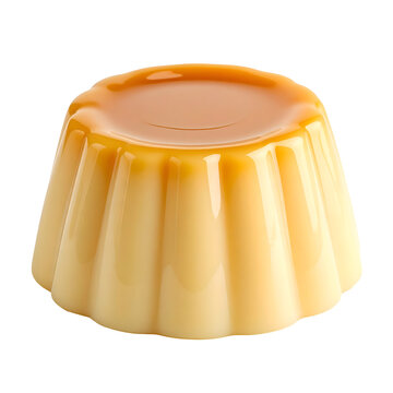 Caramel custard pudding dessert isolated with smooth glossy texture and golden syrup topping served as a delicious sweet treat for gourmet menu&nbsp;