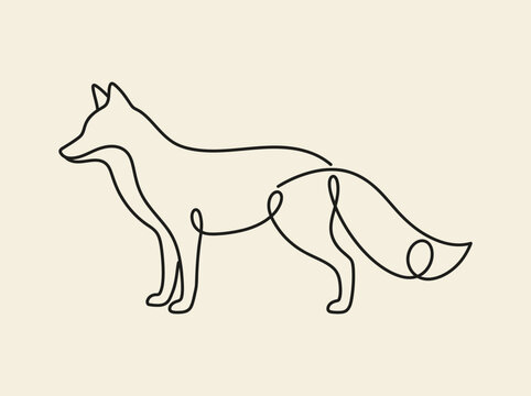 Elegant Single Line Fox Illustration Minimalist Animal Art