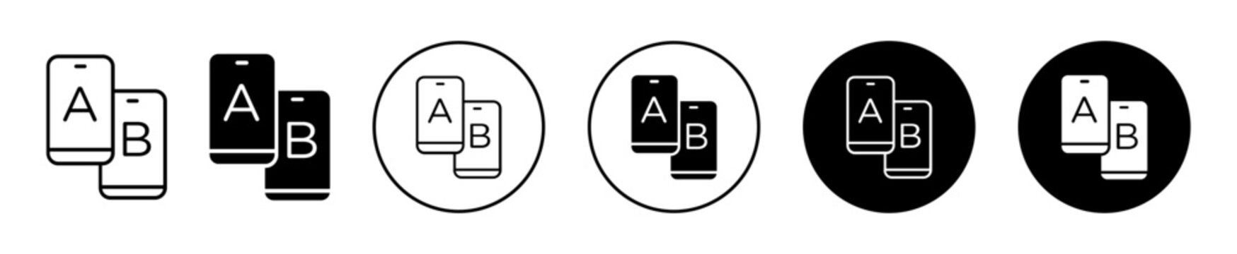 A B testing icon flat outline in black